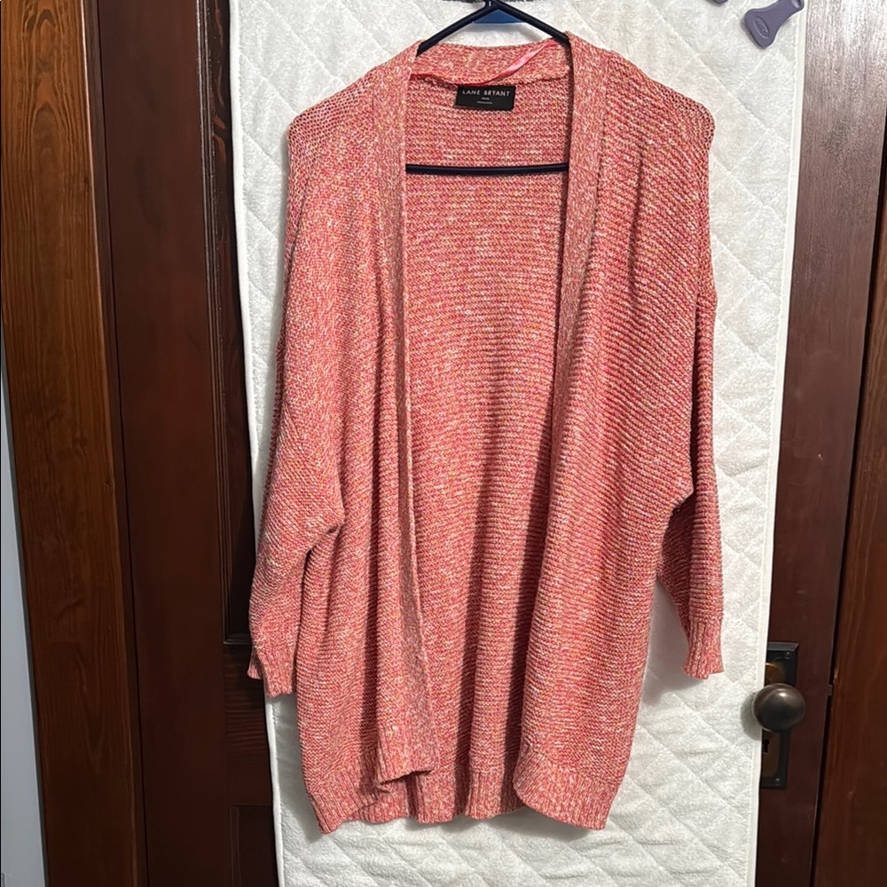 Lane Bryant Coral Open-Front Cardigan